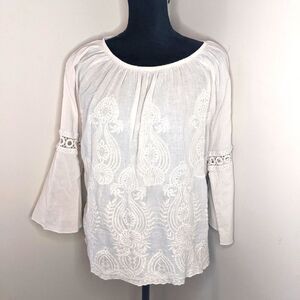 Boho cream bell sleeve top by Kaktus M